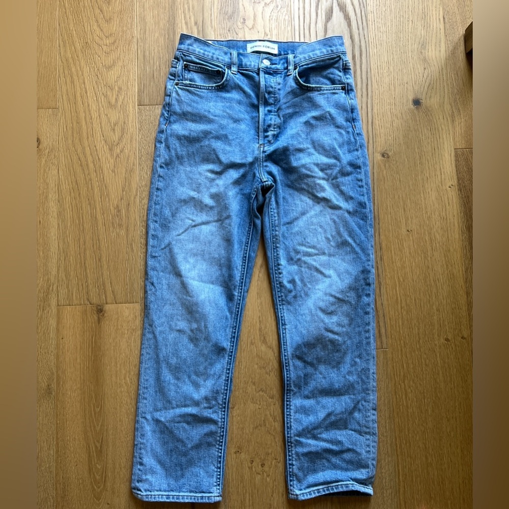 Denim Forum The Arlo High Rise Straight Jeans - 7 years bleu